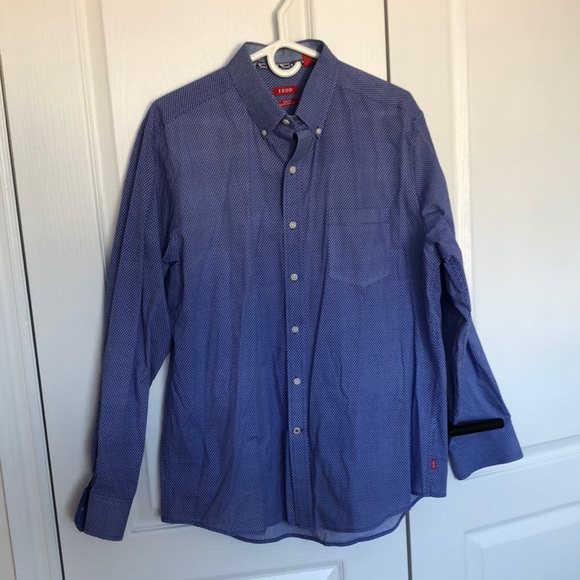 Izod slim fit blue patterned dress shirt - PERFECT condition - Picture 1 of 4